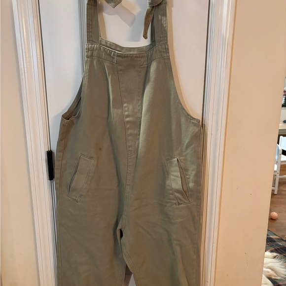 Olive green denim maternity overalls size small - Picture 2 of 2